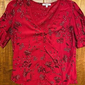 Cropped Madewell Red Floral Patterned Blouse!